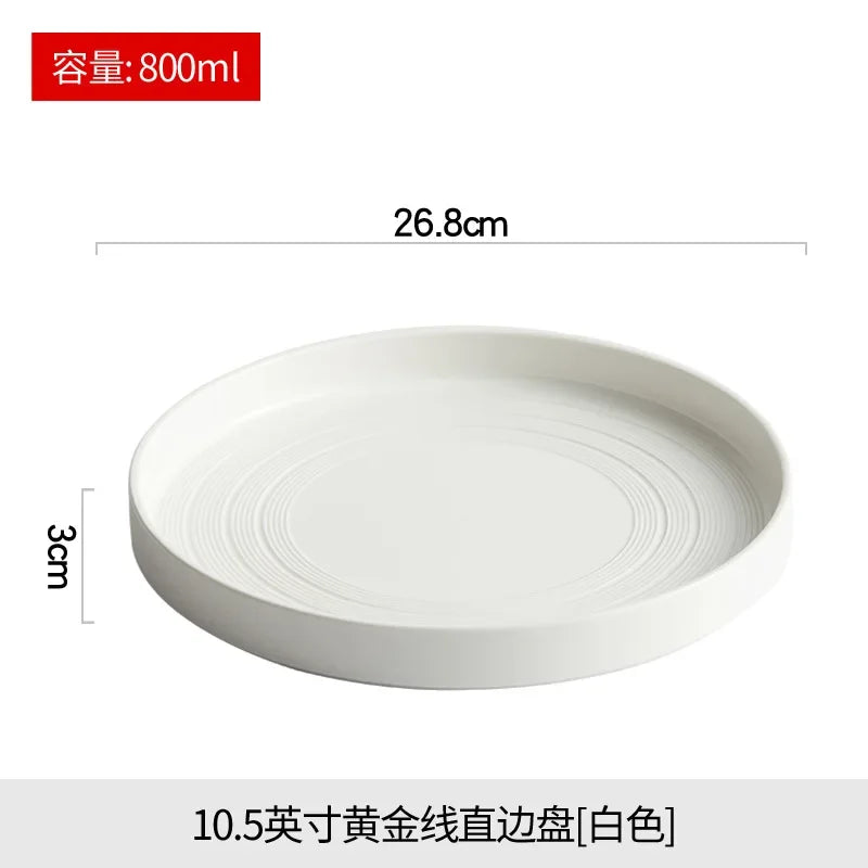 High end white ceramic steak brushed tableware