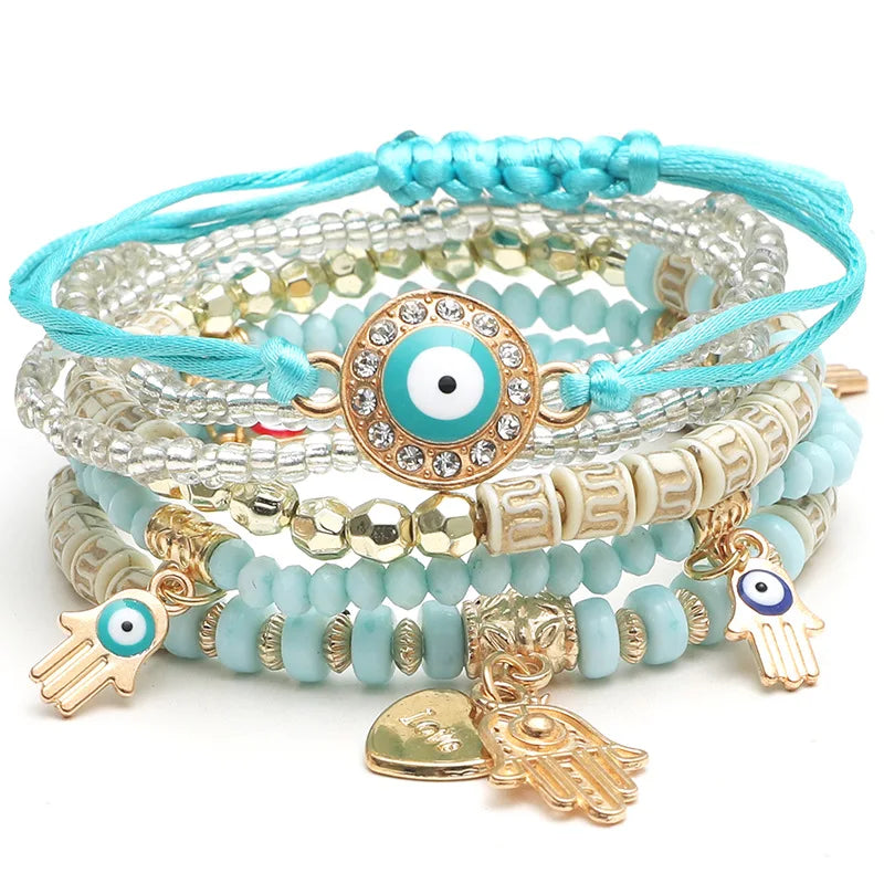 6Pcs/set Bohemian Evil Eye Bracelet Set