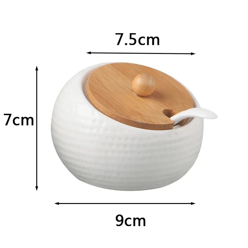 Ceramic Seasoning Jars with Wooden Lid