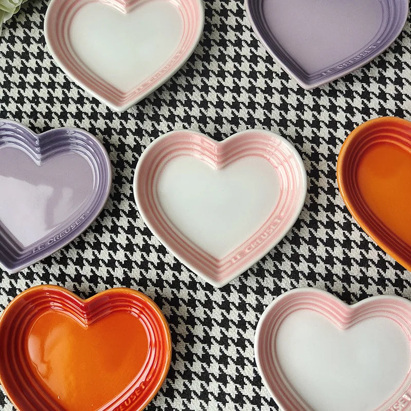 12cm Gradient Heart-shaped Ceramic Dishes