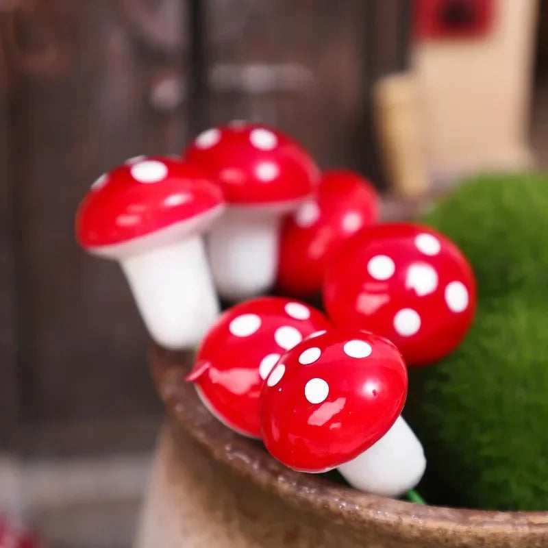 Mini Red Mushroom Miniatures DIY Micro Landscape Ornament