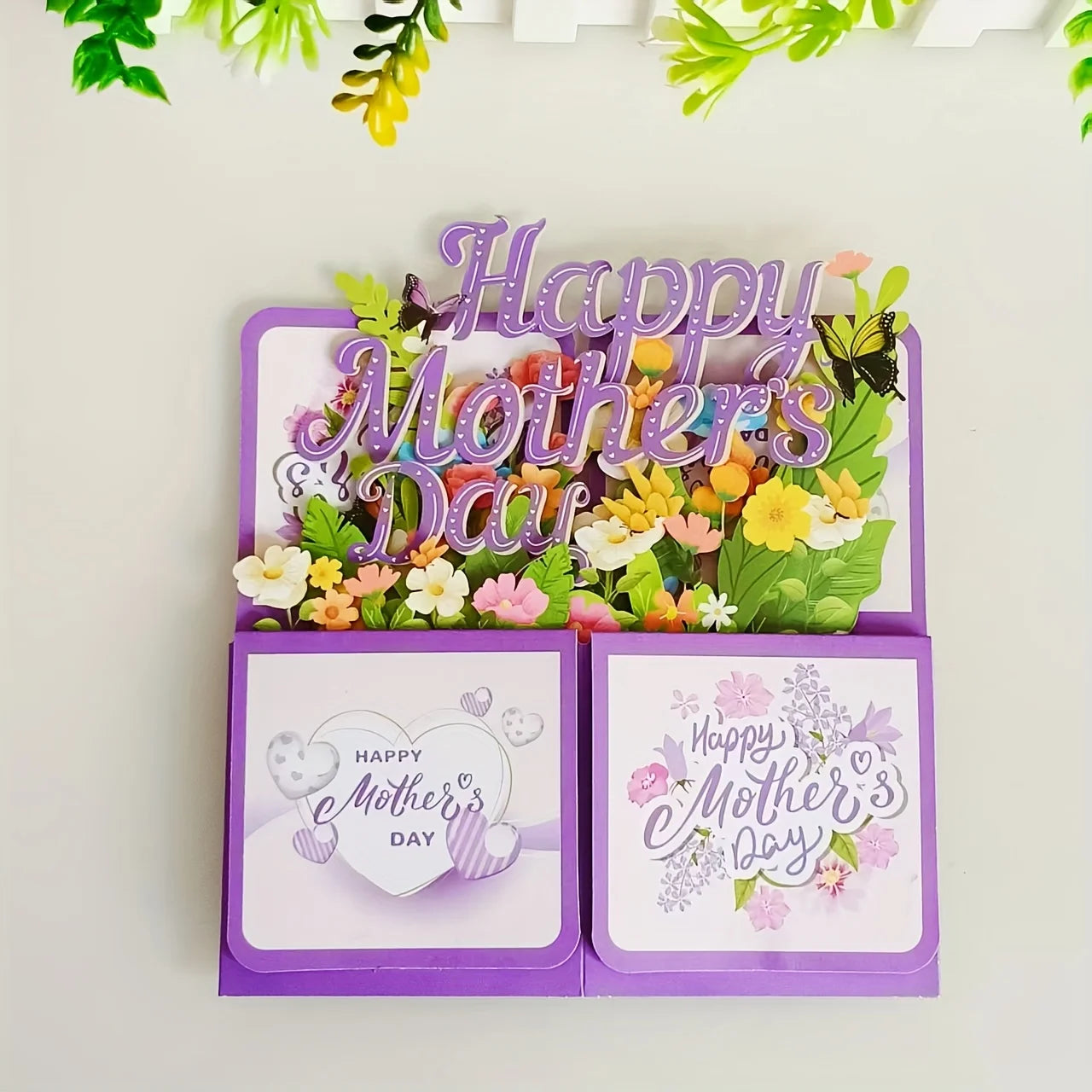 3D Purple Mother's Day Pop-Up Greeting Card