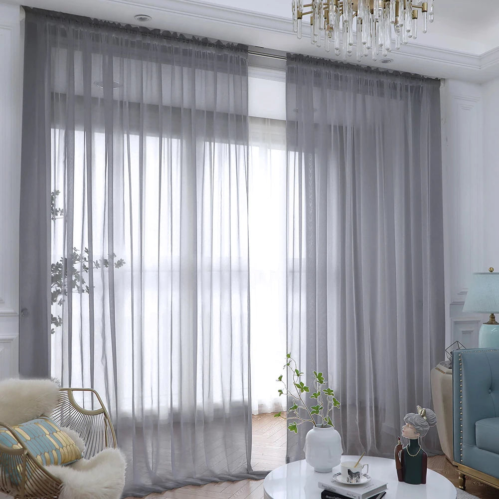 Shading Solid White Sheer Curtains