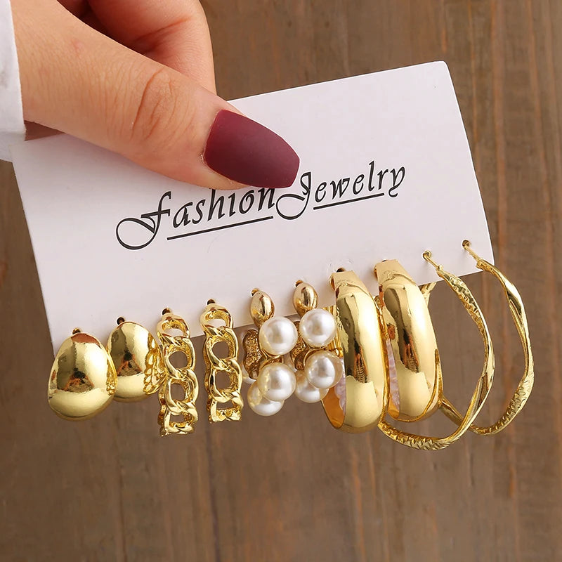 Gold Earrings Set