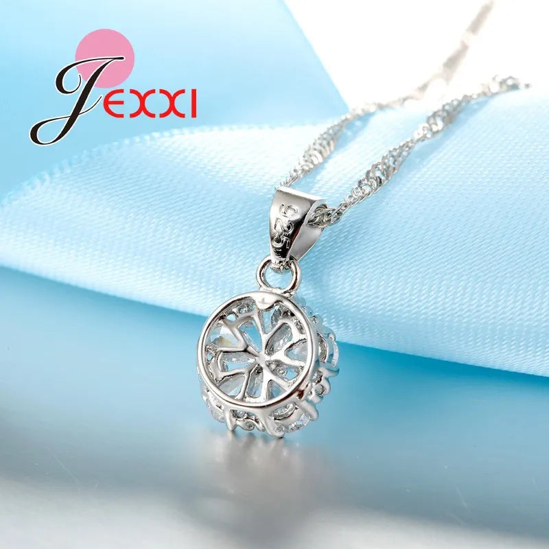Cubic Zircon Crystal 925 Sterling Silver Jewellery Set