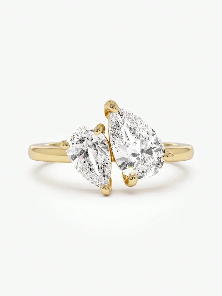 925 Sterling Silver Sparkling Water Drop CZ Rings