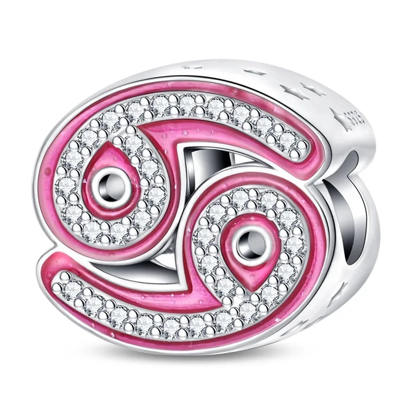 925 Sterling Silver June Birthstone Heart Beads & Sun And Moon Medal Pendant