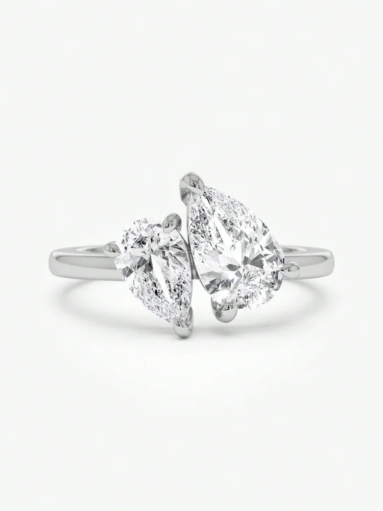 925 Sterling Silver Sparkling Water Drop CZ Rings