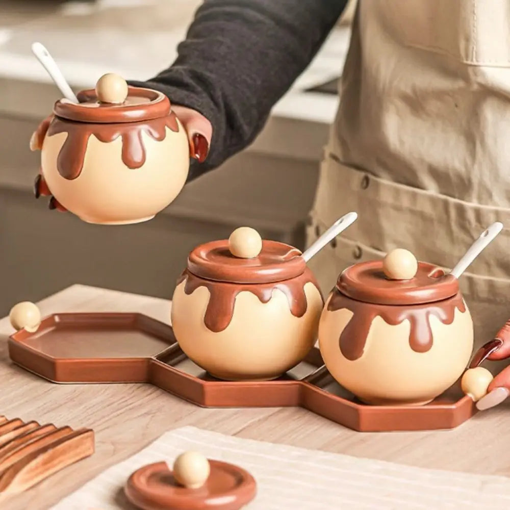 Ceramic Seasoning Jar (Cartoon Honey Jar design)