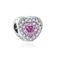 925 Silver Pink Series Bow Zircon Flower Bead Charm