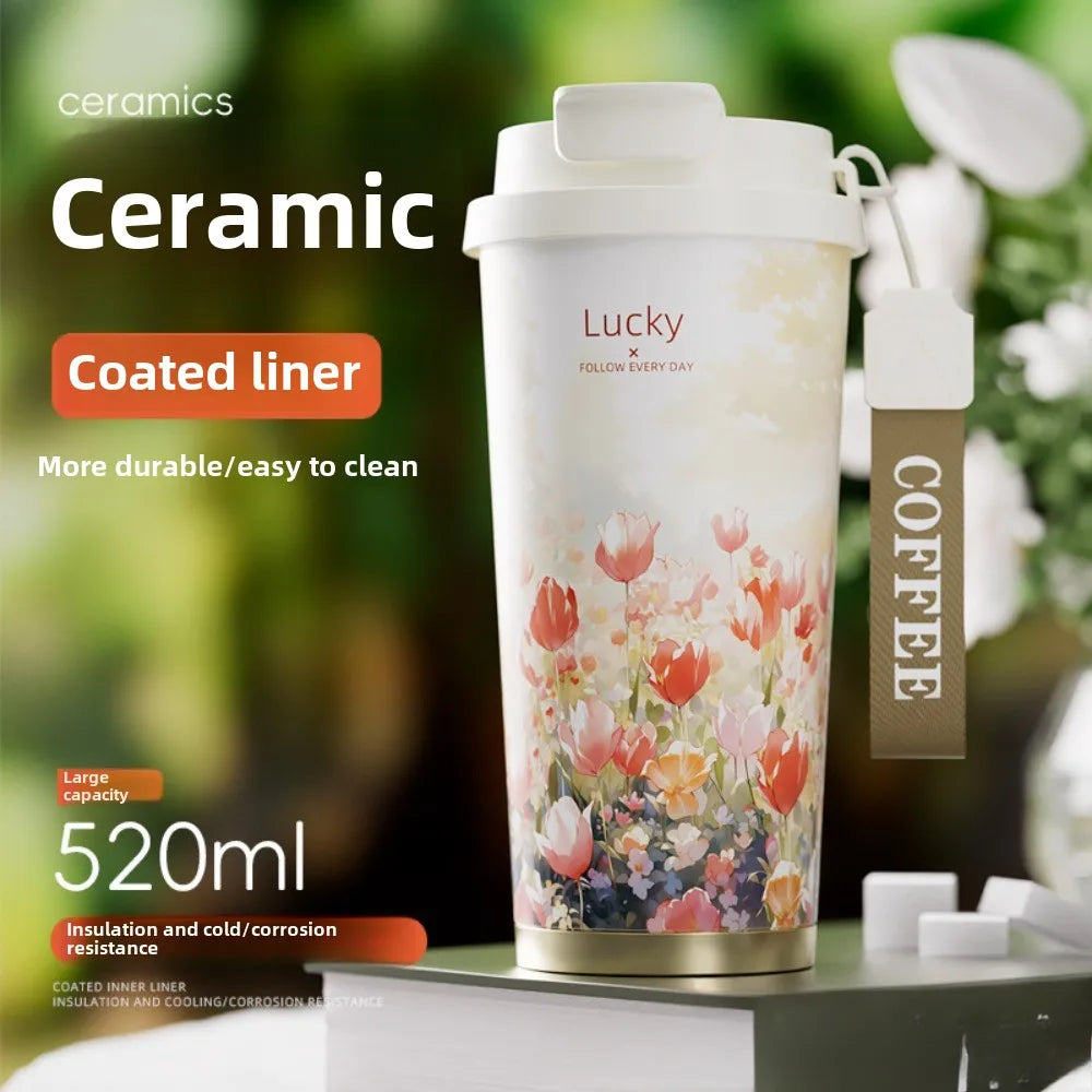 ceramic liner portable thermal insulation cup