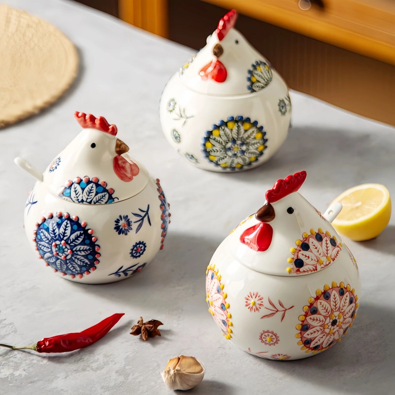 Ceramic Seasoning Storage Jar with Hen Shape