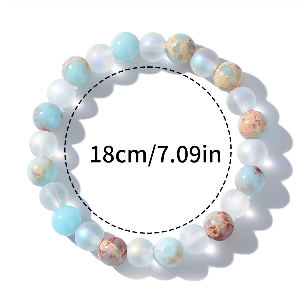 Aura Quartz and Ocean Sediment Beaded Bracelet