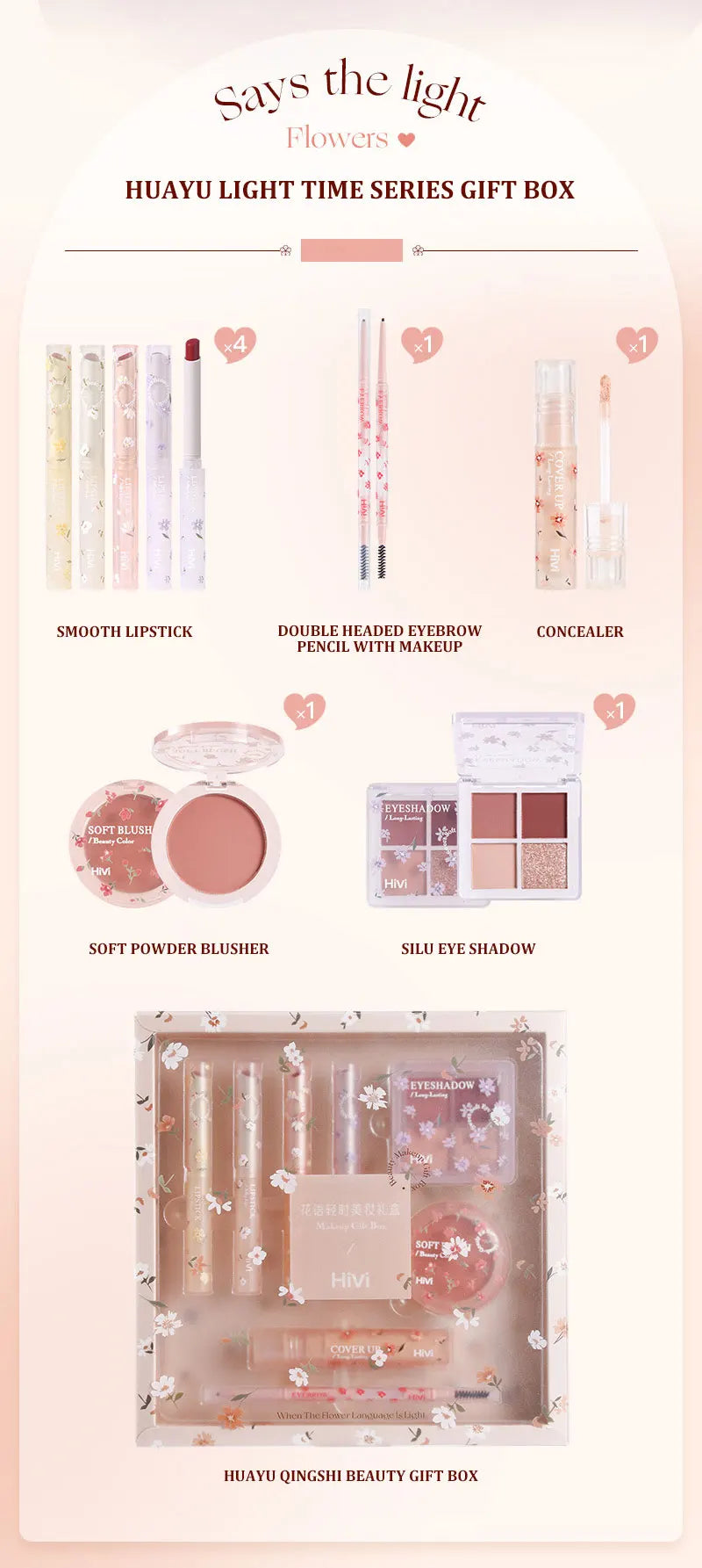 Flower 8Pcs Makeup set