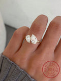 925 Sterling Silver Sparkling Water Drop CZ Rings