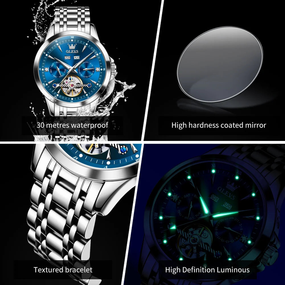 OLEVS 7091 Automatic Men's  Stainless Steel Waterproof Watch