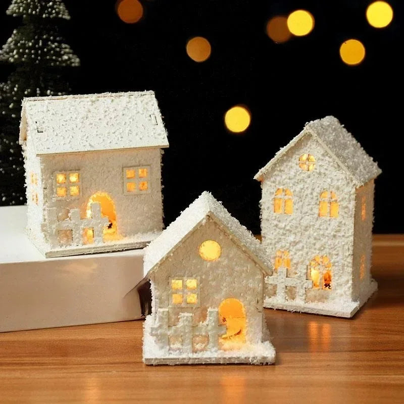 Christmas Decoration Small White House with LED Lights