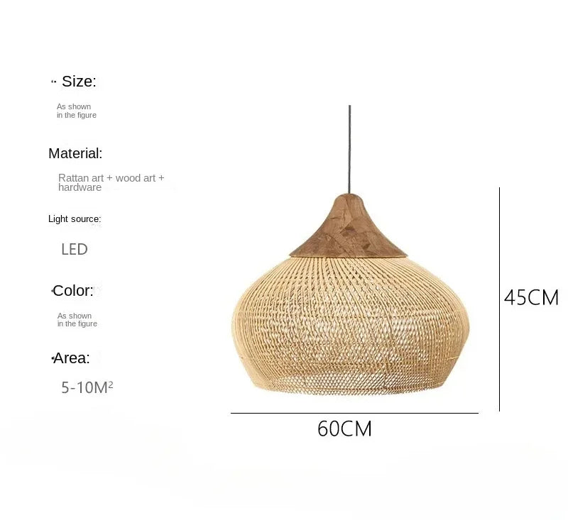 60cm Wabi Sabi Rattan LED Pendant Lights