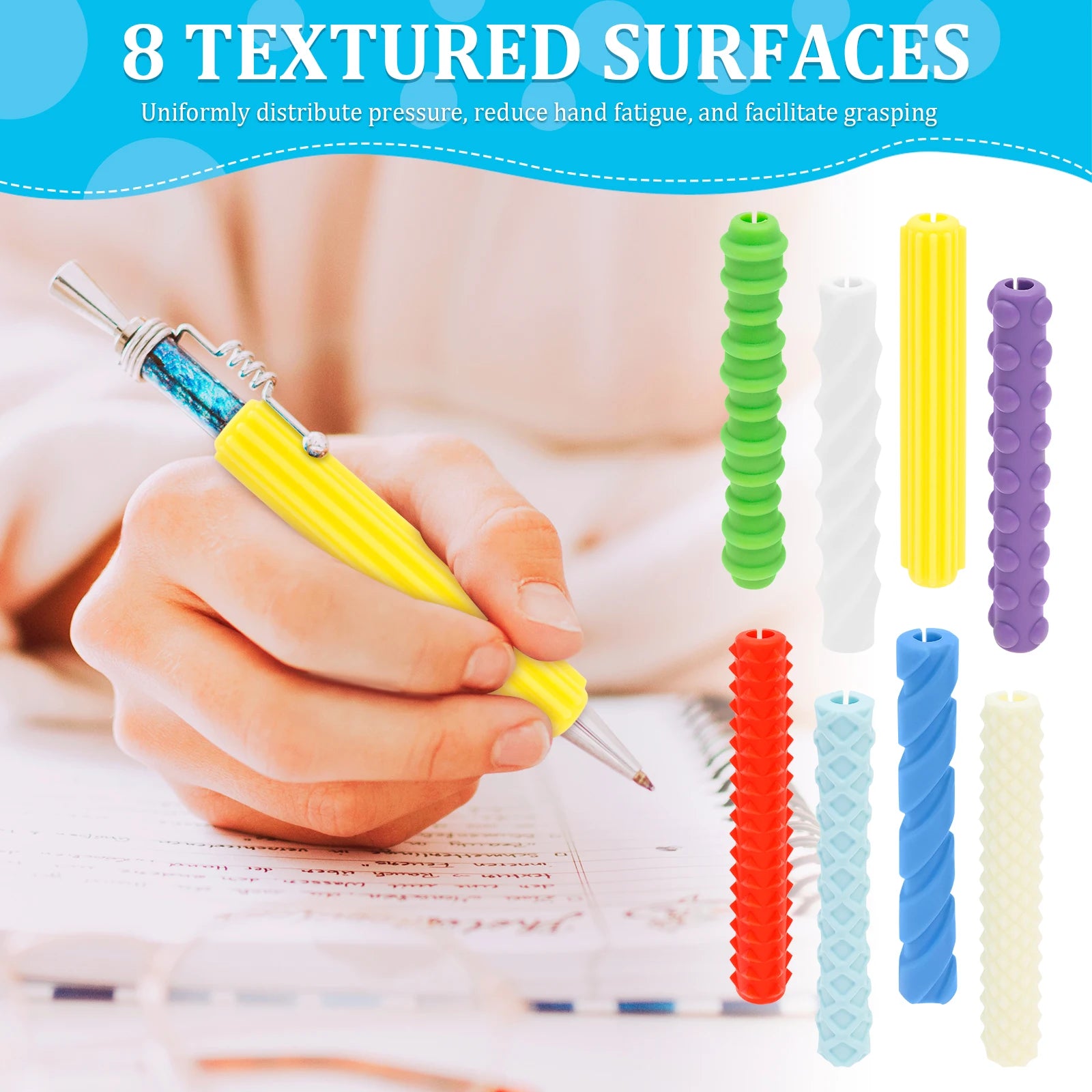 Textured Silicone Pen Grips 8pcs