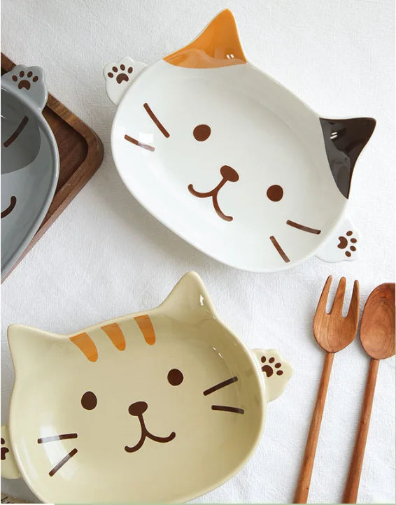 Japanese Cartoon Cat Ceramic Plate