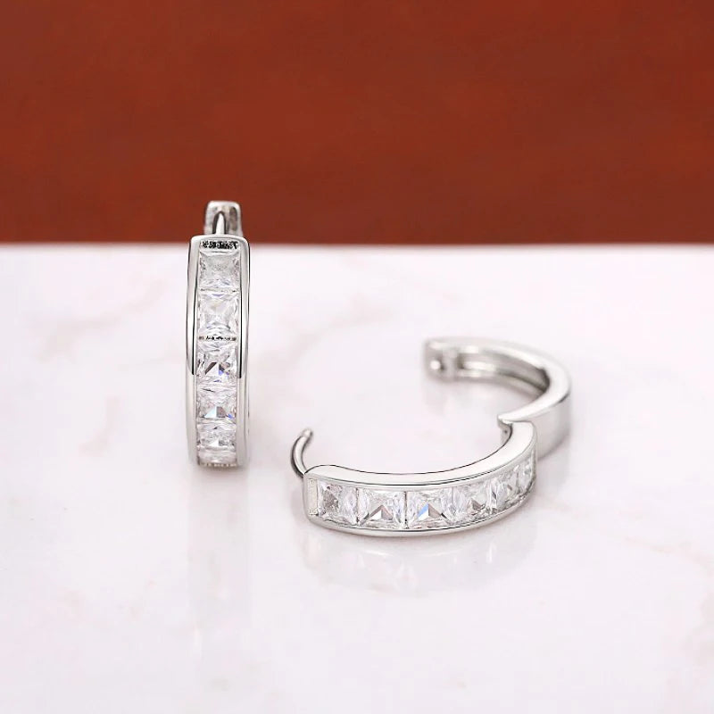 Hoop Earrings with Princess Cubic Zirconia