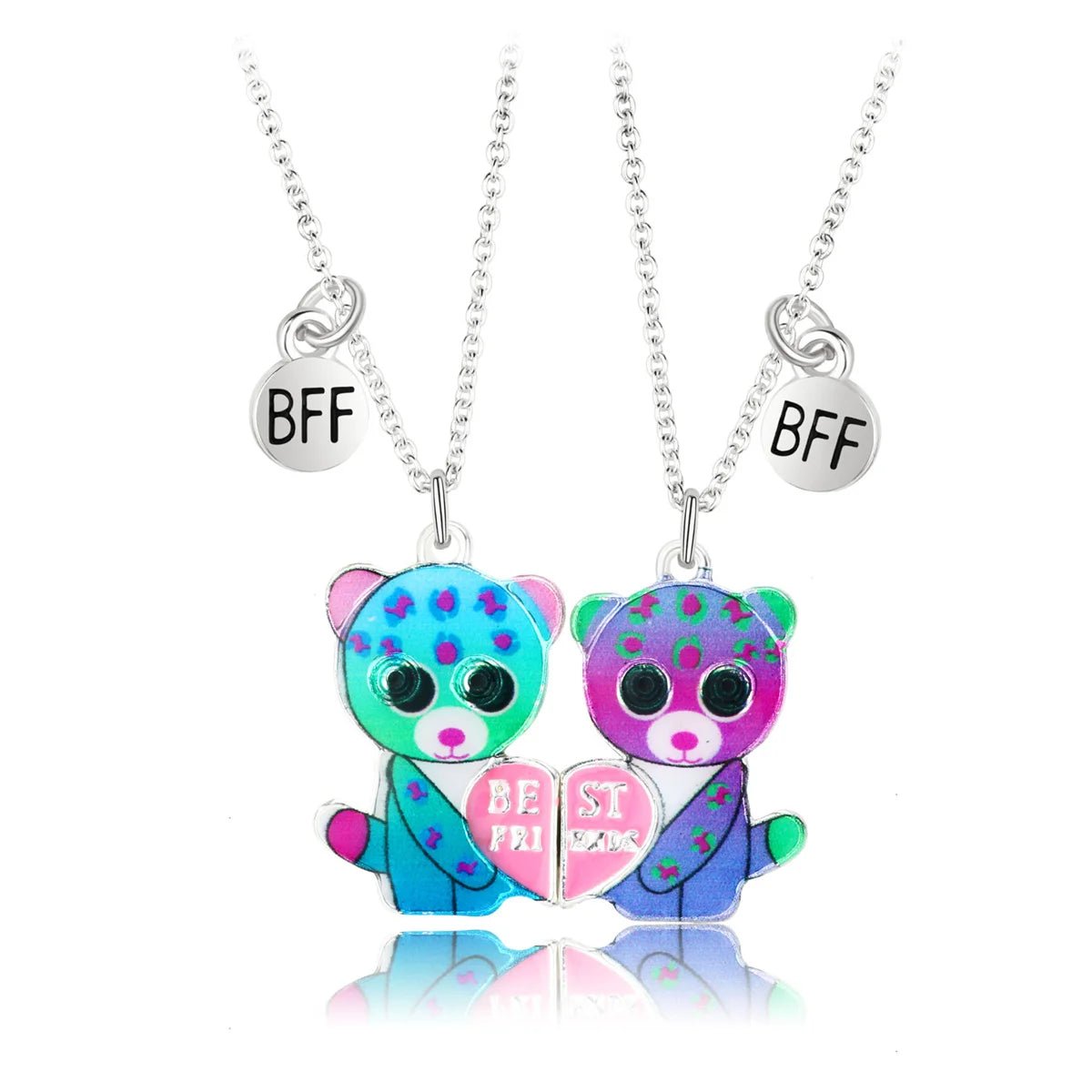 2Pcs Cute Cartoon Animal Magnetic Necklace