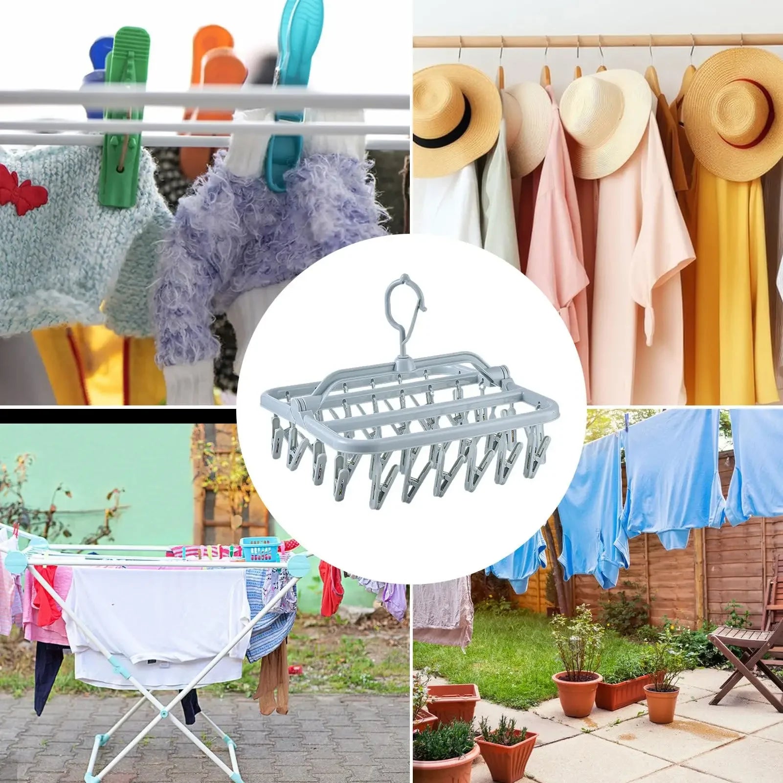 Foldable Drip Hanger with 32 Clips