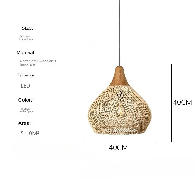 60cm Wabi Sabi Rattan LED Pendant Lights
