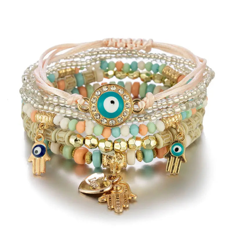 6Pcs/set Bohemian Evil Eye Bracelet Set