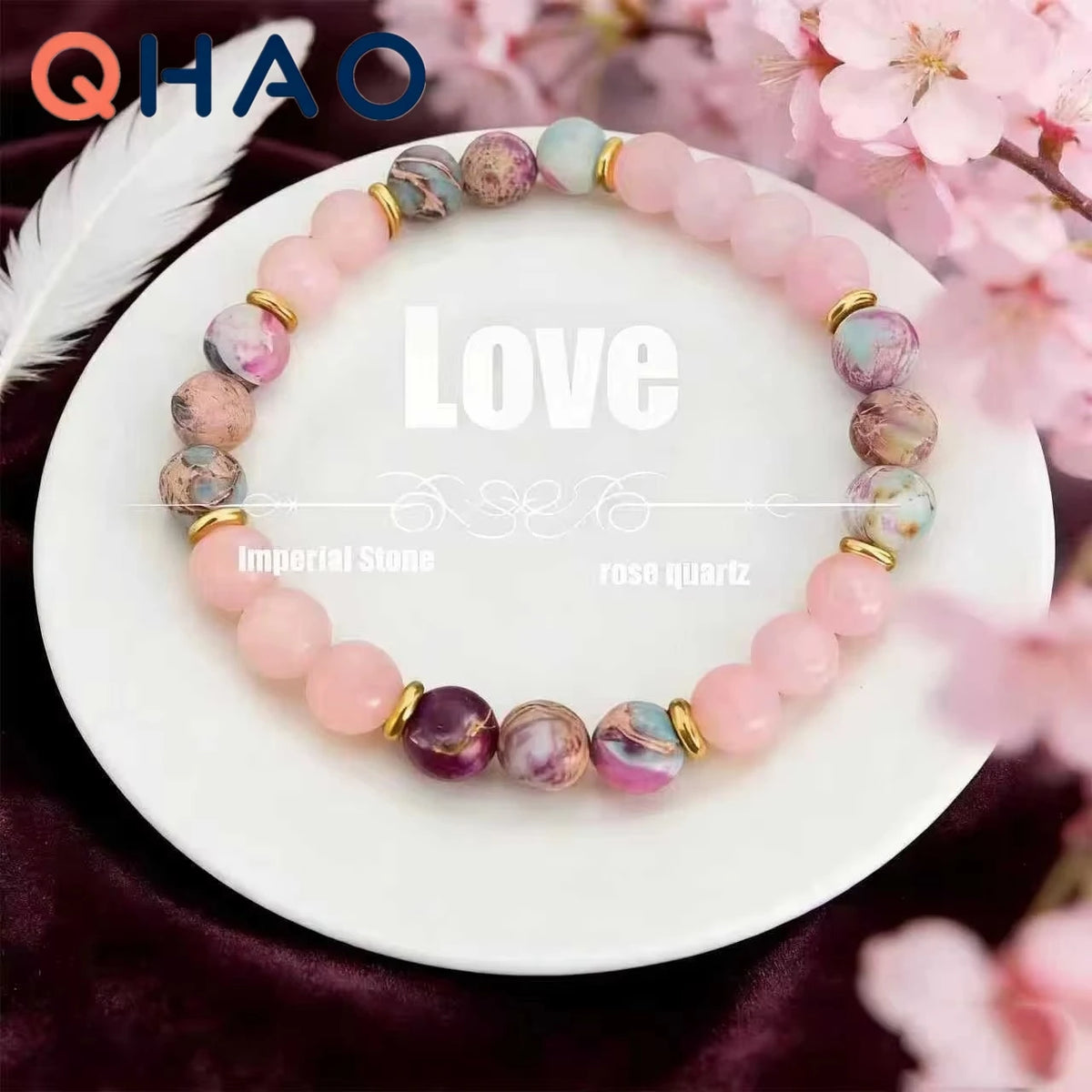 Imperial Jasper Rose Quartz Beaded Bracelet