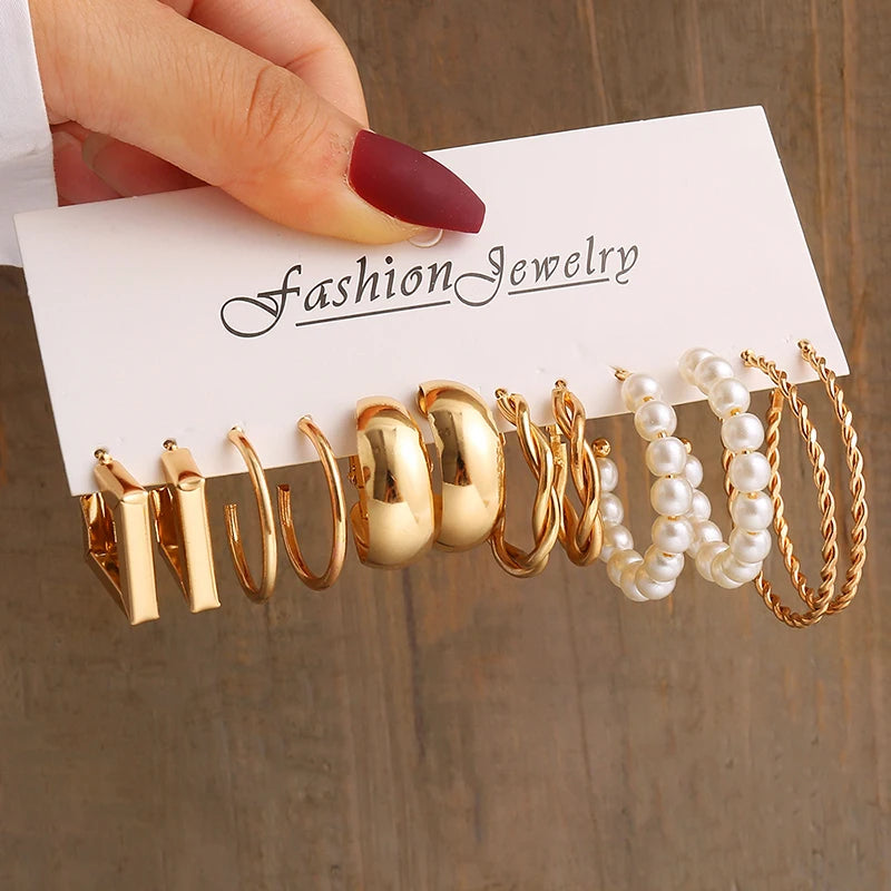 Gold Earrings Set