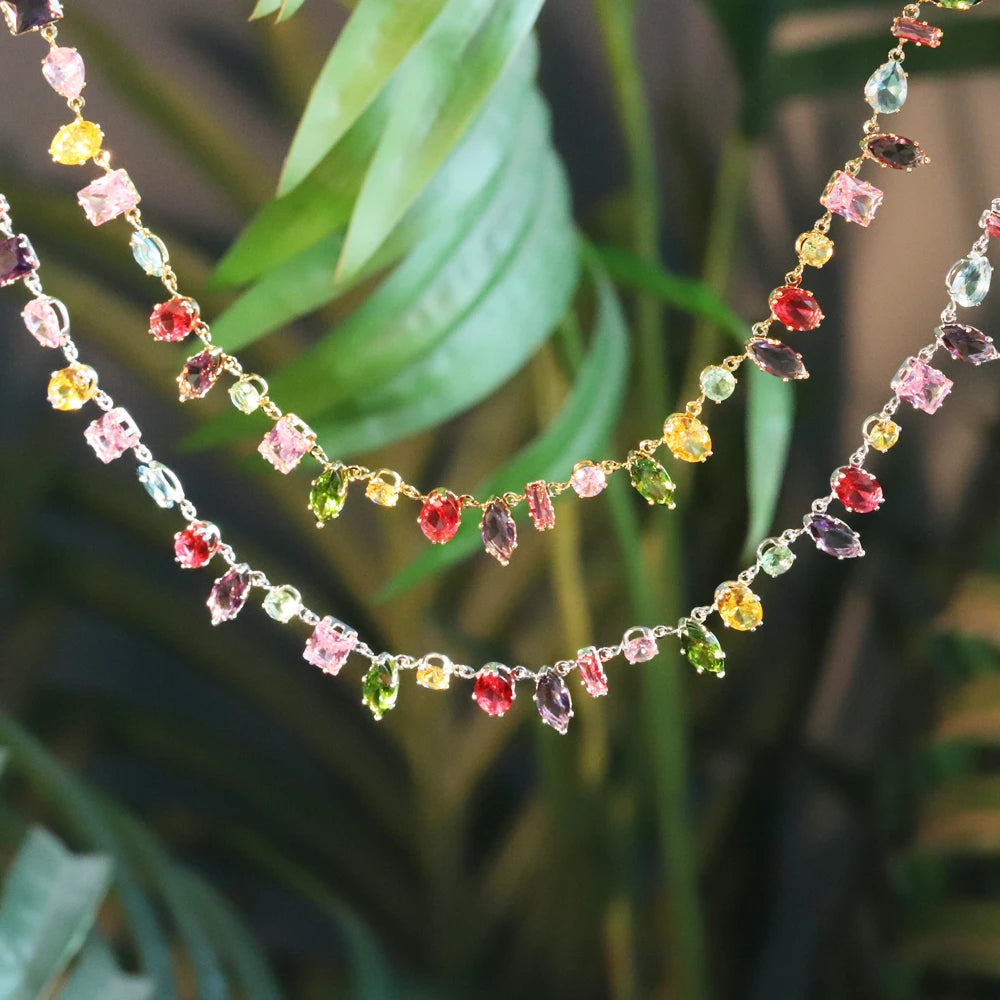 18K Golden Plated Colourful Crystal Zircon Necklace