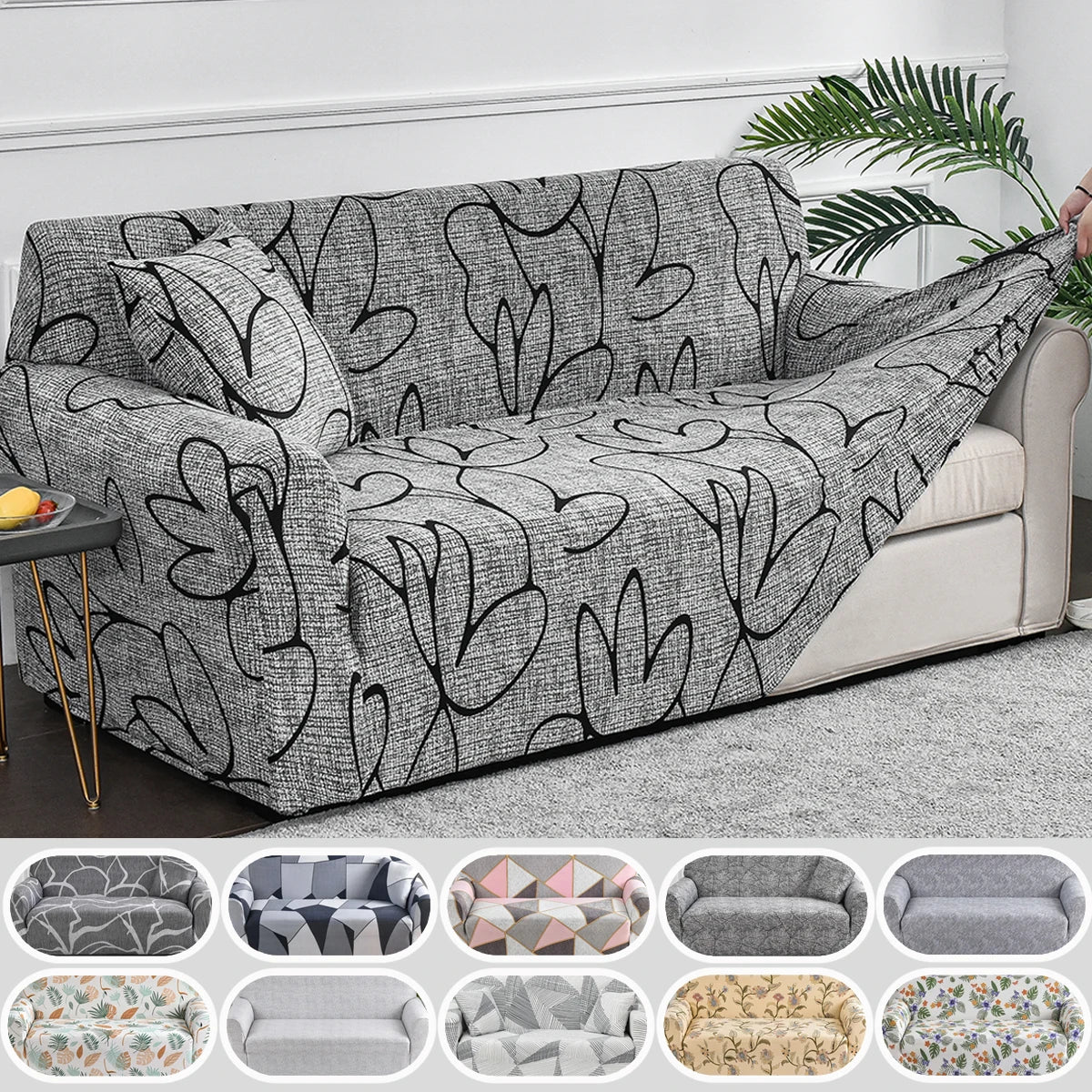 Flower Printed Elastic Sofa Cover