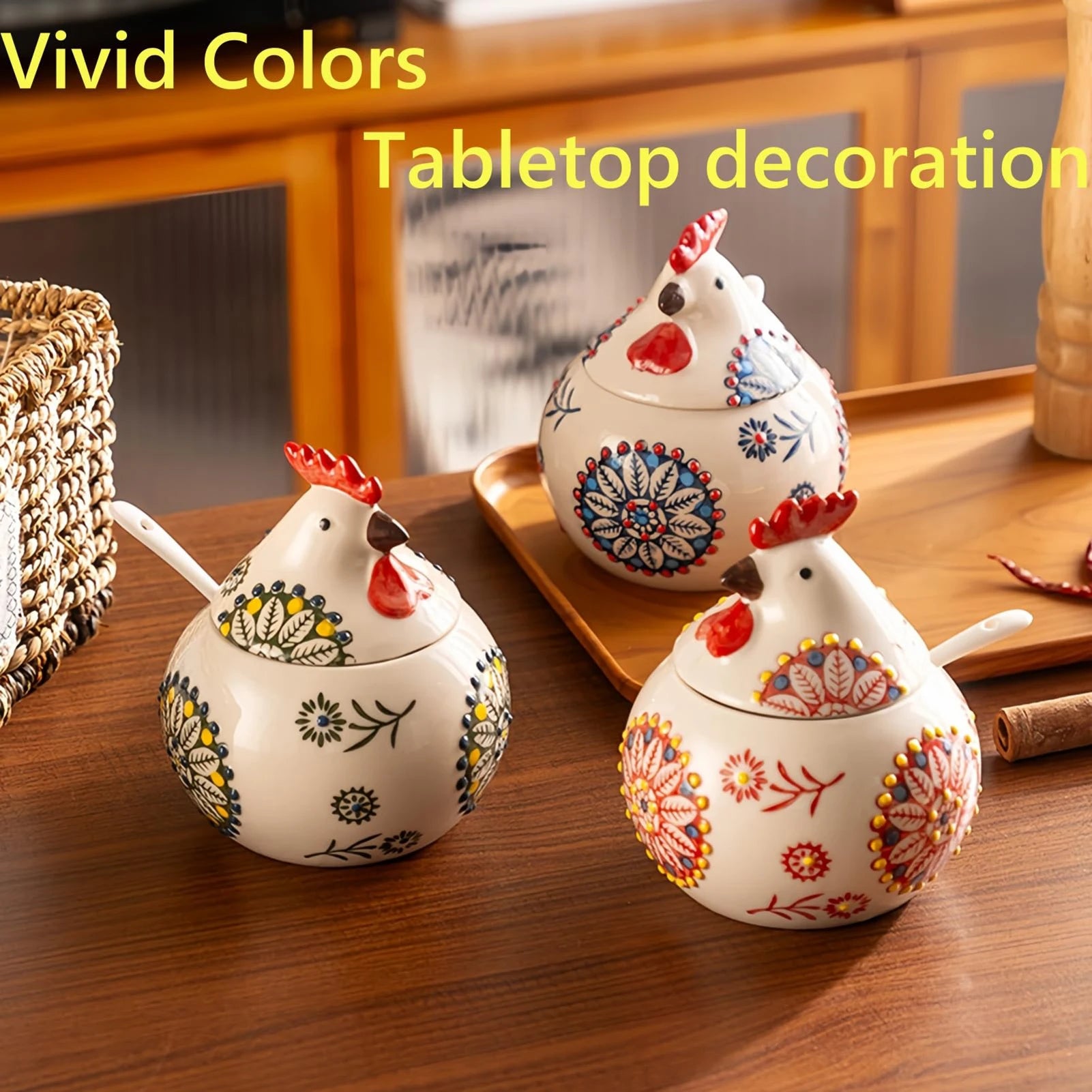 Ceramic Seasoning Storage Jar with Hen Shape