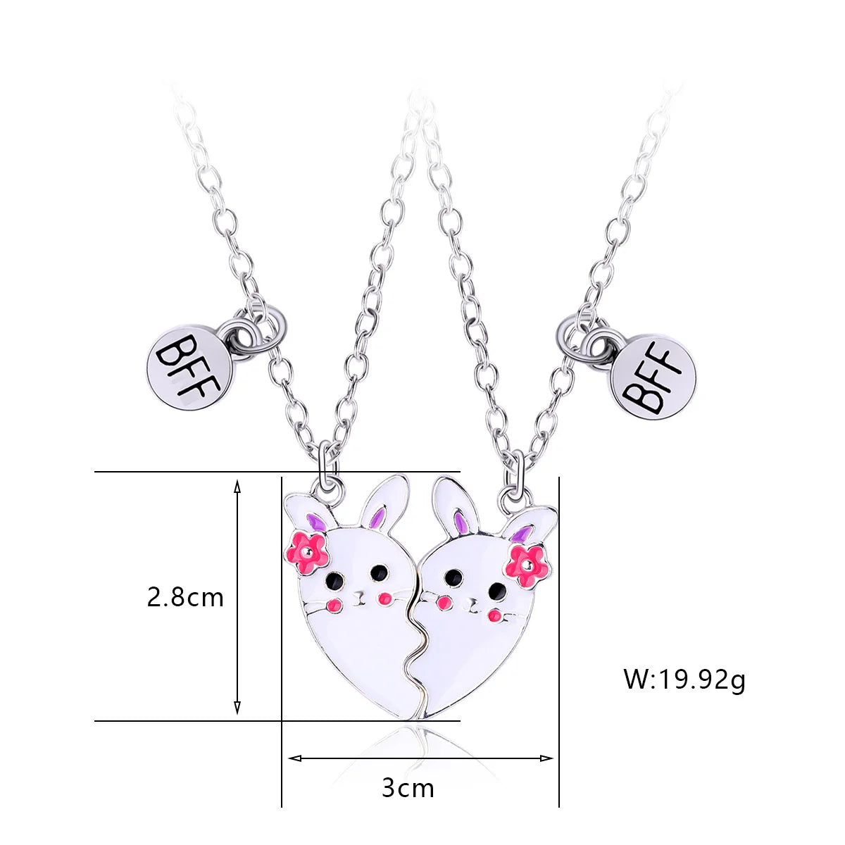2Pcs Cute Cartoon Animal Magnetic Necklace