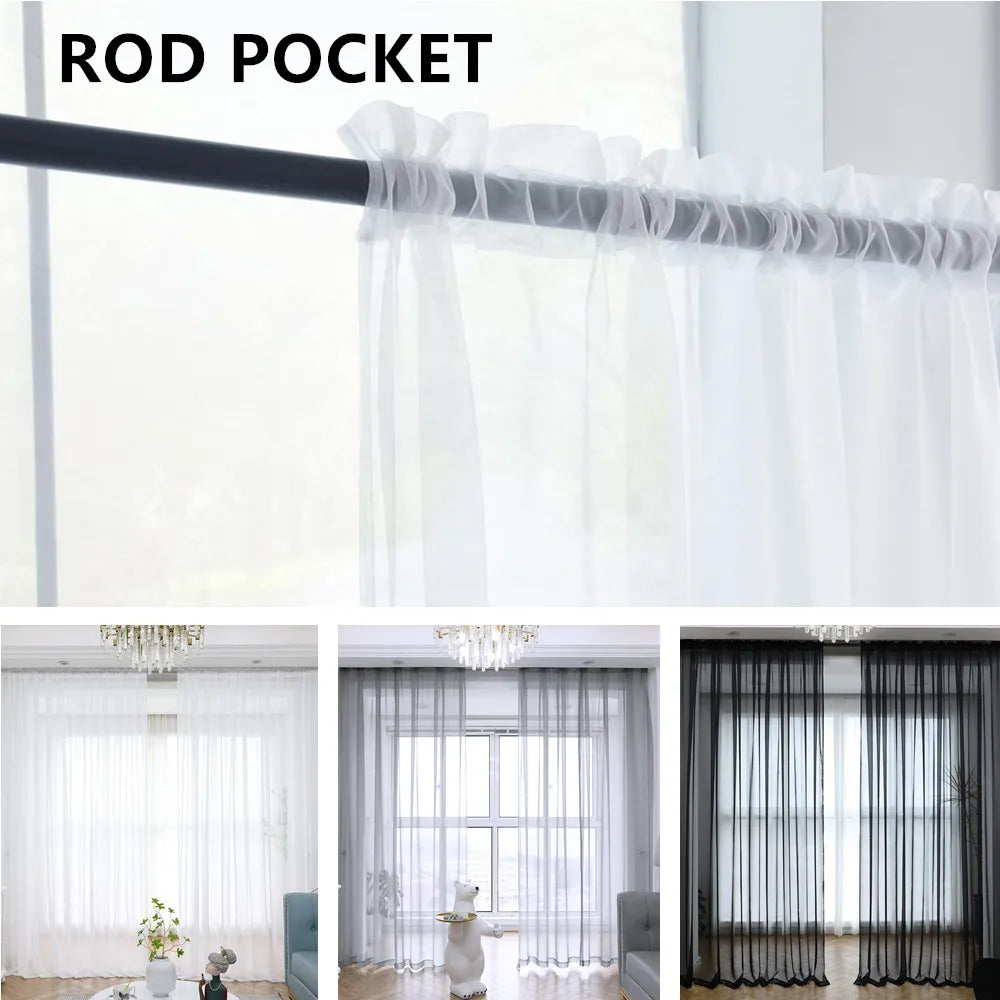Shading Solid White Sheer Curtains