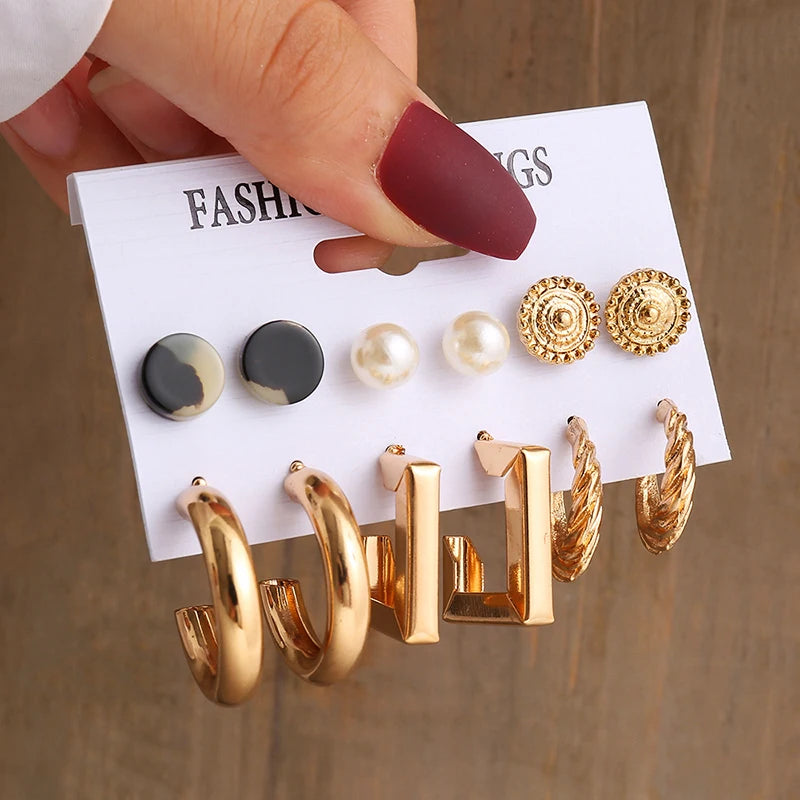 Gold Earrings Set