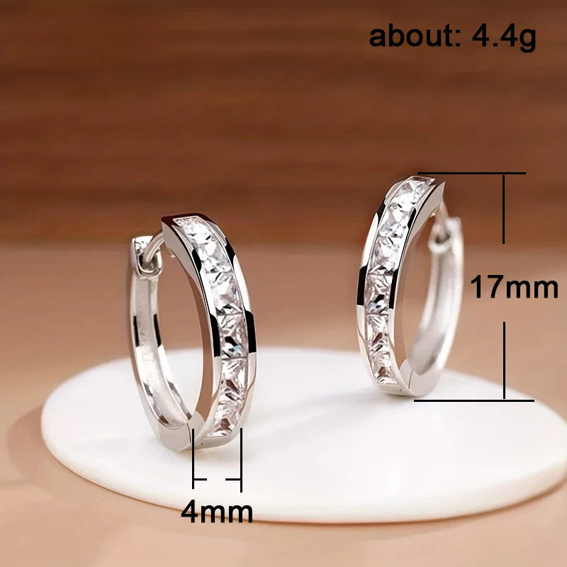 Hoop Earrings with Princess Cubic Zirconia