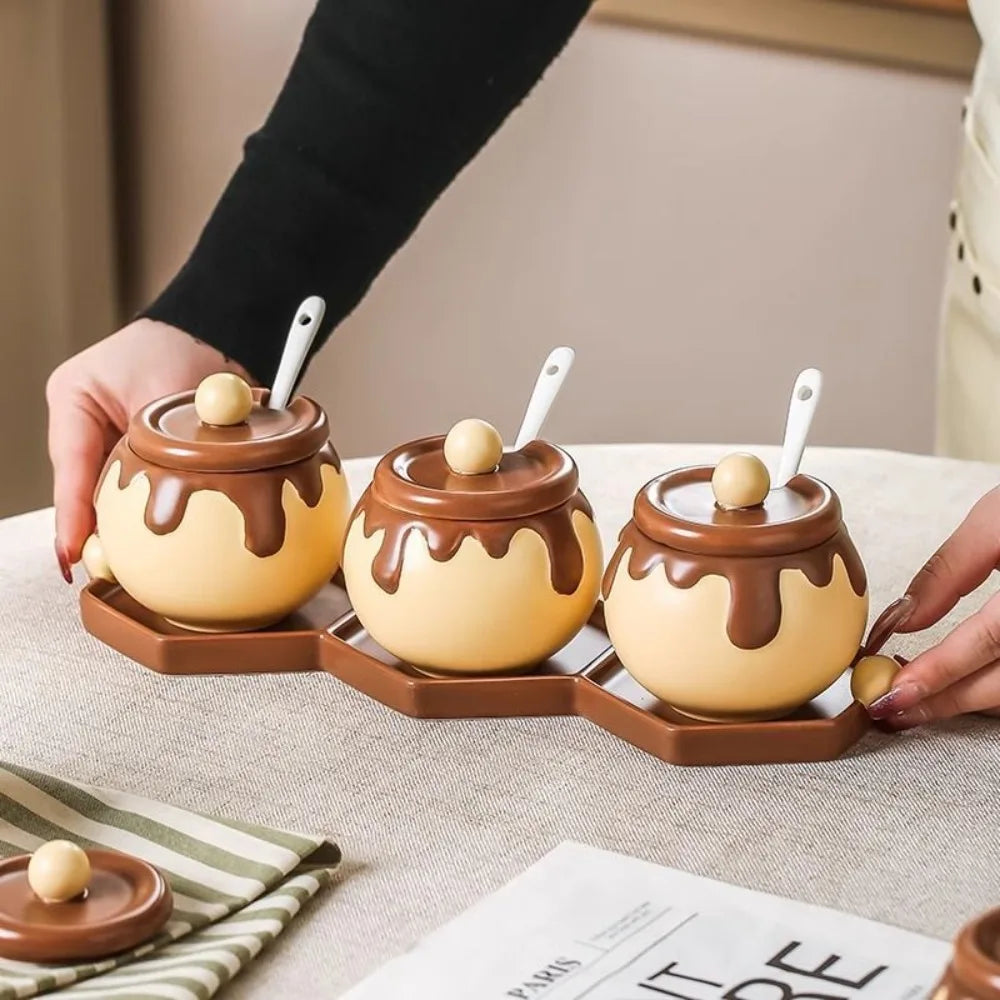 Ceramic Seasoning Jar (Cartoon Honey Jar design)