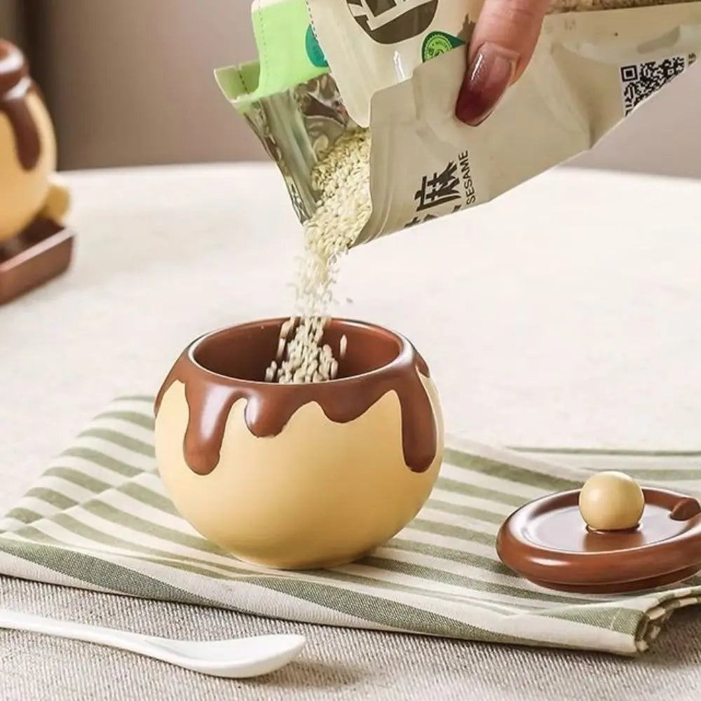 Ceramic Seasoning Jar (Cartoon Honey Jar design)