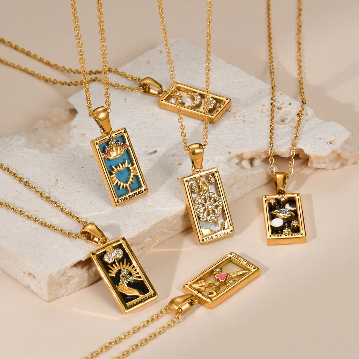 Zirconia Tarot Card Necklace