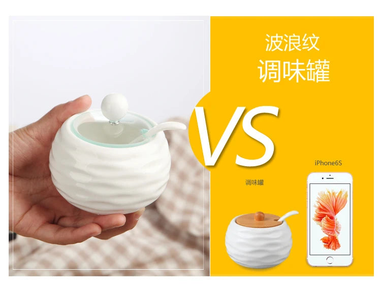Ceramic Seasoning Jars with Wooden Lid
