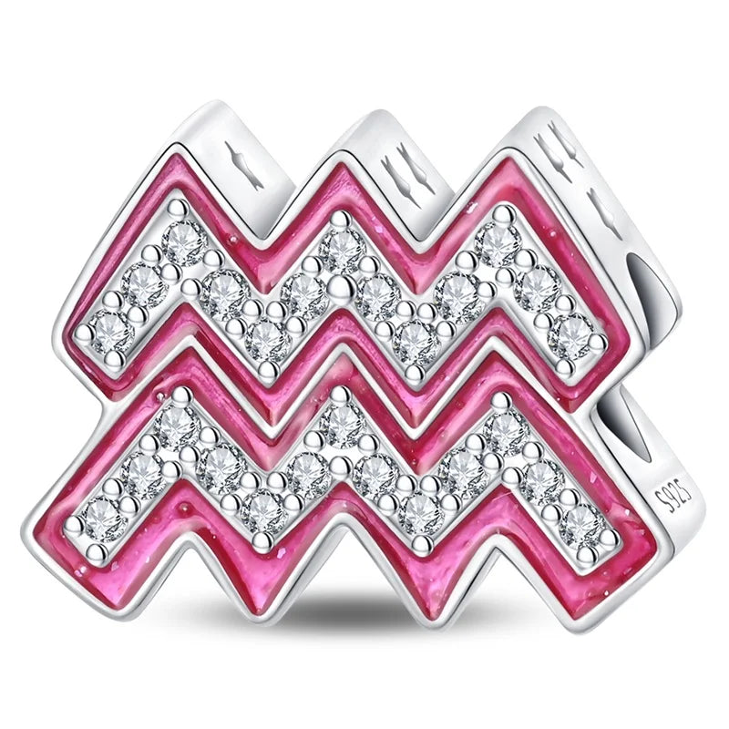 925 Sterling Silver June Birthstone Heart Beads & Sun And Moon Medal Pendant