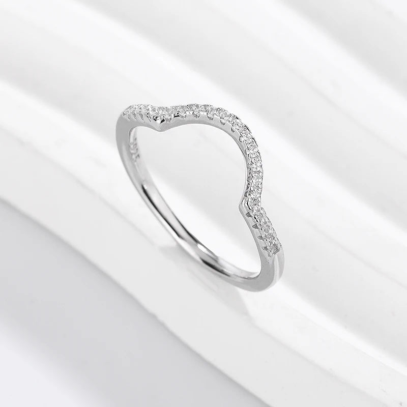 925 Sterling Silver 1.4mm Full Zircon Stackable Plain Ring