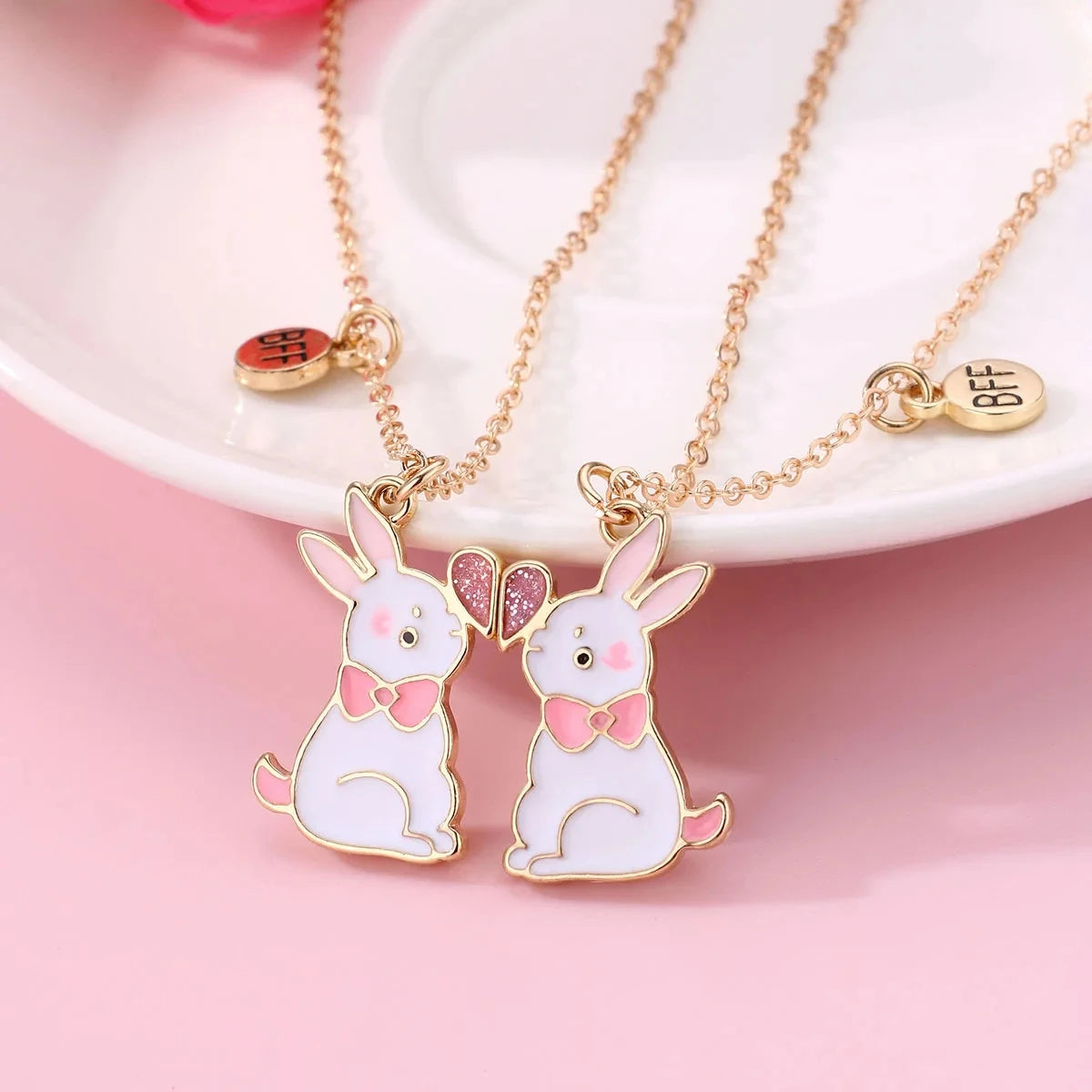 2Pcs Cute Cartoon Animal Magnetic Necklace
