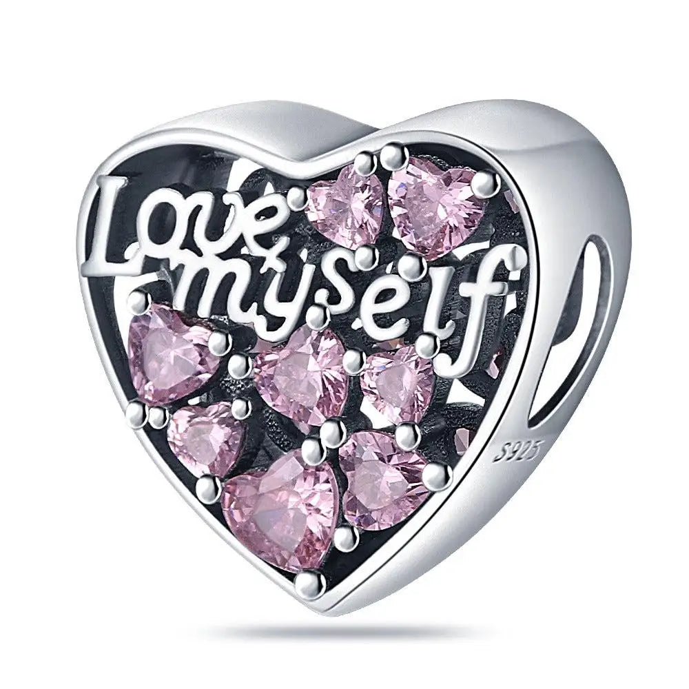 925 Silver Pink Series Bow Zircon Flower Bead Charm