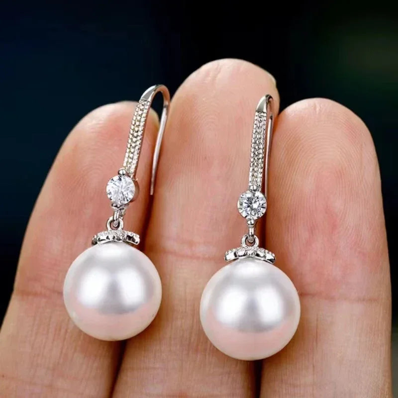 925 Silver Trend Pearl Long Earrings