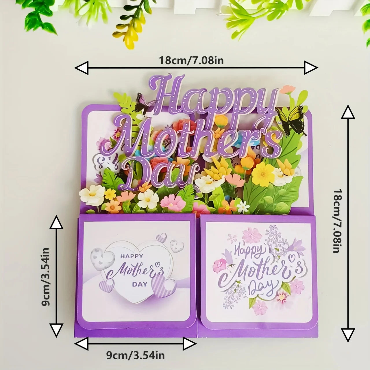3D Purple Mother's Day Pop-Up Greeting Card
