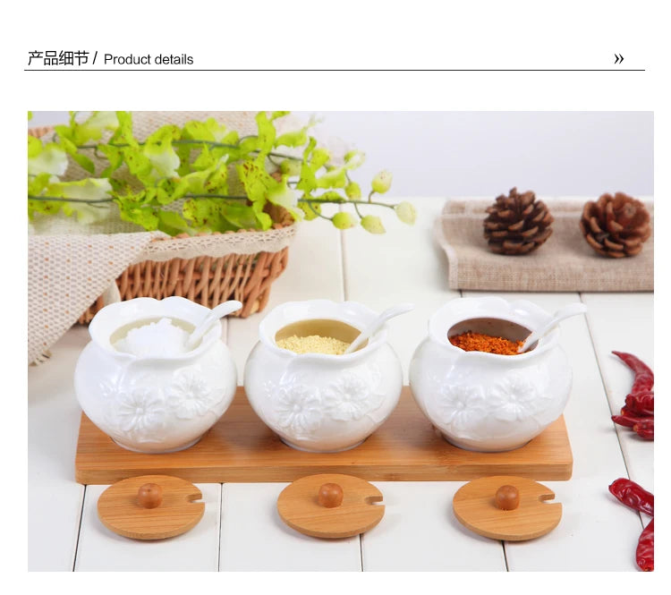 Ceramic Seasoning Jars with Wooden Lid