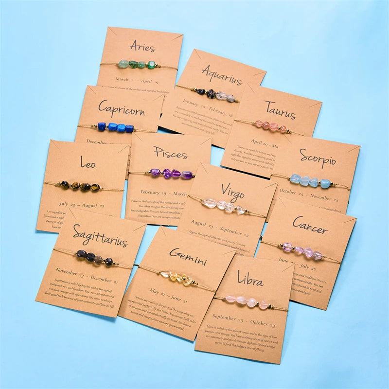 12 Constellation Natural Stone Beads Bracelet